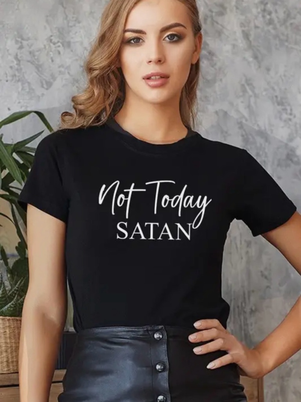 Not Today Satan Graphic Tee - Black